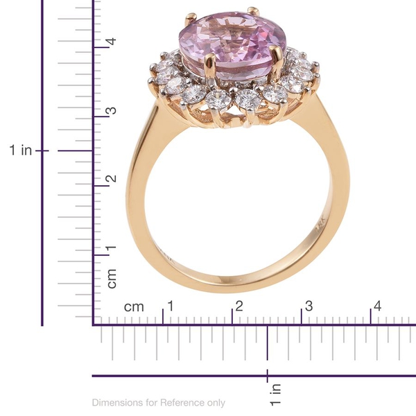 ILIANA 18K Y Gold AAAA Brazilian Kunzite (Ovl 5.50 Ct), Diamond (SI-G-H) Ring 6.500 Ct.