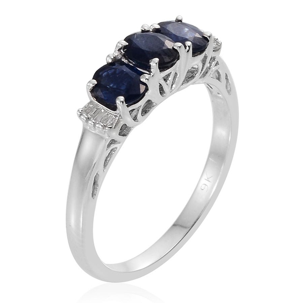 9K W Gold Kanchanaburi Blue Sapphire (Ovl 1.33 Ct), Diamond Ring 1.400 Ct.