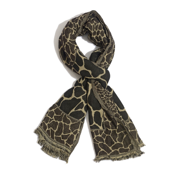 Snake Pattern Chocolate and Multi Colour Scarf (Size 170x65 Cm)