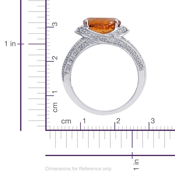 Madeira Citrine (Ovl 3.25 Ct), Diamond Ring in Platinum Overlay Sterling Silver 3.290 Ct.