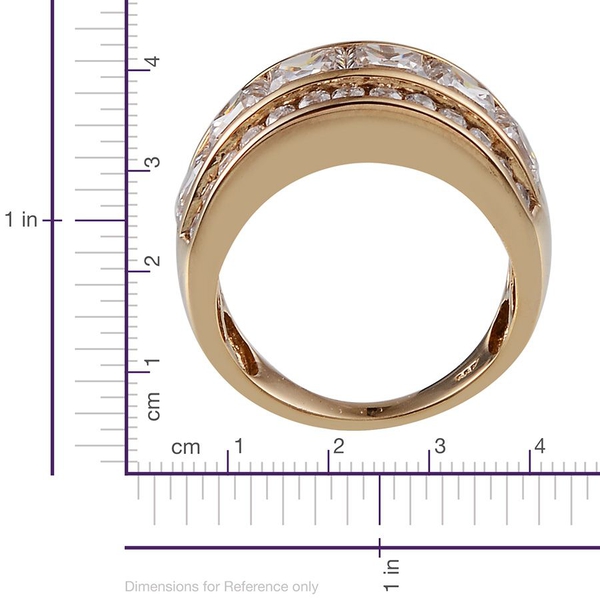 Lustro Stella - 14K Gold Overlay Sterling Silver (Sqr) Half Eternity Band Ring Made with Finest CZ, Silver wt 6.93 Gms.
