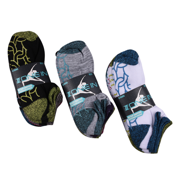 Pack of 6 - Signature Women Non Slip Grip Socks (Size:5-9) - Multi