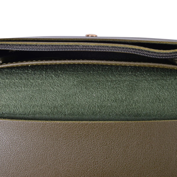 Designer Inspired - Olive Green Colour Ladies Purse with Multiple Card Slots and Metallic Circle at Front (Size 19X10X1 Cm)