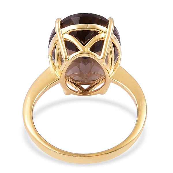 Brazilian Smoky Quartz (Ovl) Solitaire Ring in Yellow Gold Overlay Sterling Silver 8.500 Ct.