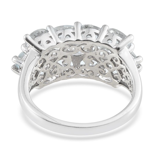 Espirito Santo Aquamarine (Ovl) Ring in Platinum Overlay Sterling Silver 3.500 Ct.