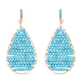 Blue Howlite and Blue Austrian Crystal Bead Teal Drop Dangling Hook Earrings (with Push Back) in Yel