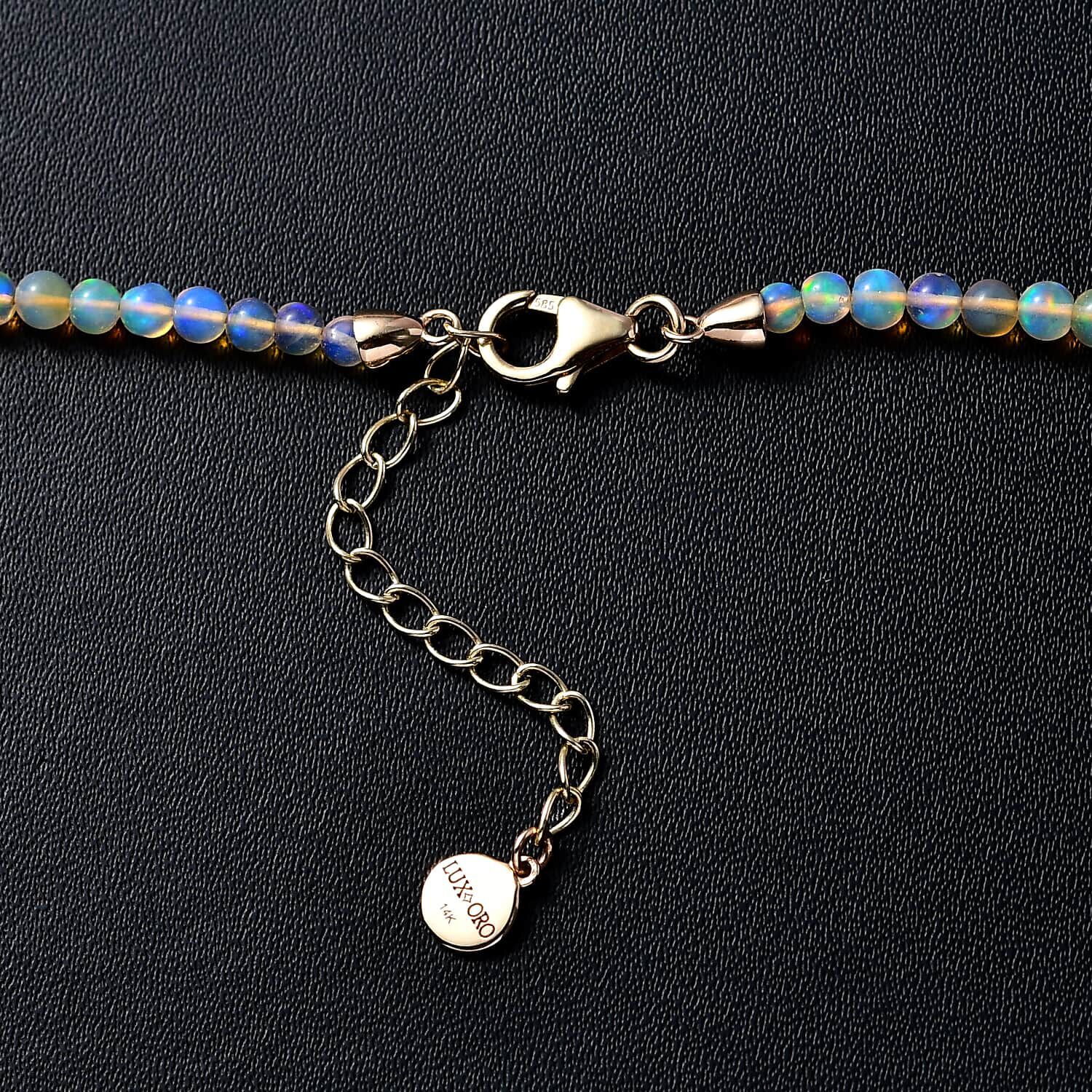 14K Yellow Gold  AAA   Ethiopian Opal  Necklace (Size - 18) 39.23 ct,  Gold Wt. 2.26 Gms  37.780  Ct.