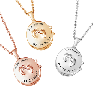 Personalised Engraved Name and Date Baby Feet Locket