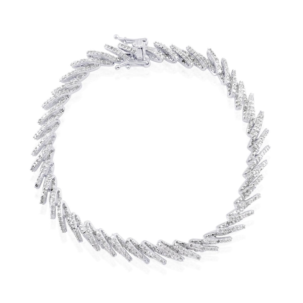 Diamond (Rnd) Bracelet (Size 8) in Platinum Overlay Sterling Silver 2.000 Ct.