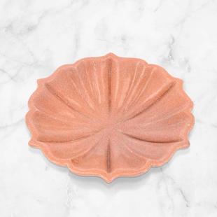 NAKKASHI Hand Carved Floral-Design Marble Bowl - Pink