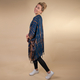 TAMSY 100% Rayon Printed Kimono, One Size (Fits 8-20) - Navy & Brown