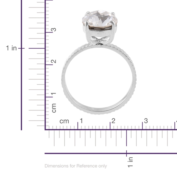 AAA White Austrian Crystal (Rnd 10mm) Solitaire Ring in Rhodium Plated Sterling Silver