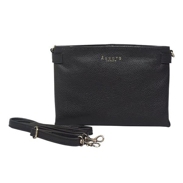ASSOTS LONDON Delilah 100% Genuine Leather Crossbody Bag (Size 23x17x4 Cm) - Black