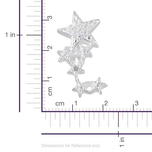Diamond (Rnd) Star Earrings (with Push Back) in Sterling Silver