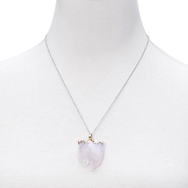 White Quartz Pendant in Gold Tone with Stainless Steel Chain 110.000 Ct.