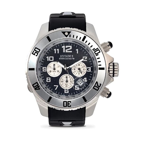 KYBOE Empire Collection Chrono Silver Night - 48MM LED Watch - 100M Water Resistance (Black)