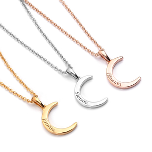 Personalised Engraved Crescent Moon Necklace