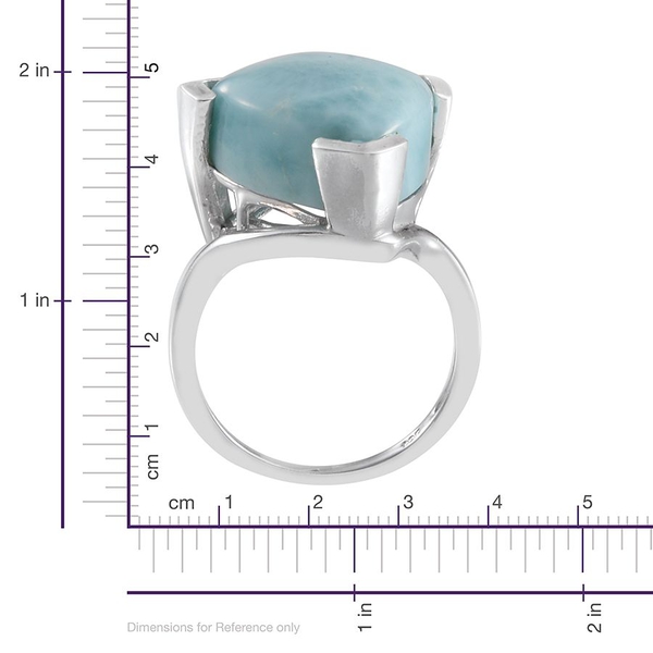 Larimar (Trl) Solitaire Ring in Platinum Overlay Sterling Silver 10.000 Ct.
