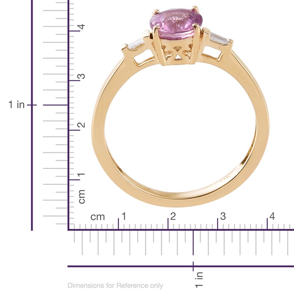 9K Yellow Gold AA Pink Sapphire (Rnd), Diamond (I3/G-H) Ring 1.000 Ct.
