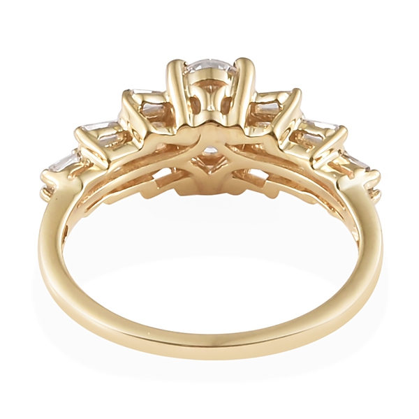 Lustro Stella - 9K Yellow Gold (Ovl and Bgt) Ring Made with Finest CZ