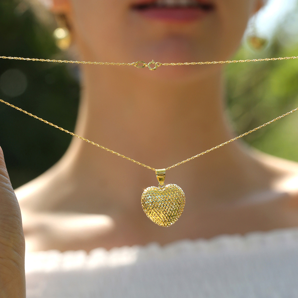 Royal Bali Collection - 9K Yellow Gold Heart Pendant