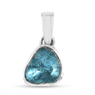 Artisan Crafted Blue Polki Diamond Pendant in Platinum Overlay Sterling Silver 0.50 Ct.
