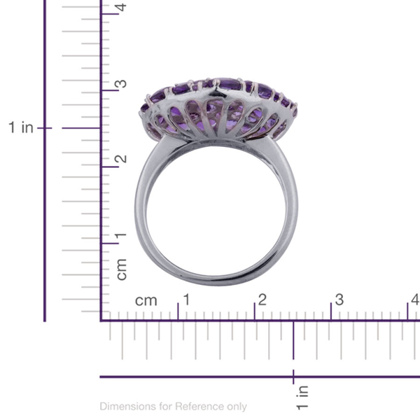 Amethyst (Ovl) Cluster Ring in Sterling Silver 3.467 Ct.