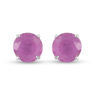 9K White Gold Pink Sapphire (FF) Solitaire Stud Earrings (with Push Back) 2.36 Ct.