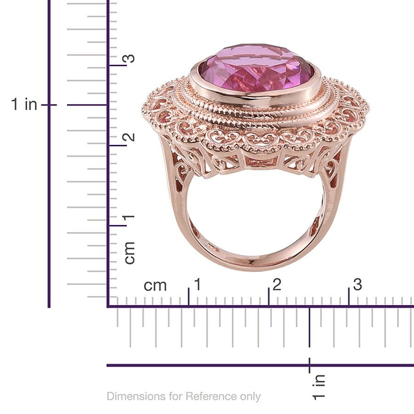 Kunzite Colour Quartz (Rnd) Ring in Rose Gold Overlay Sterling Silver 12.750 Ct.
