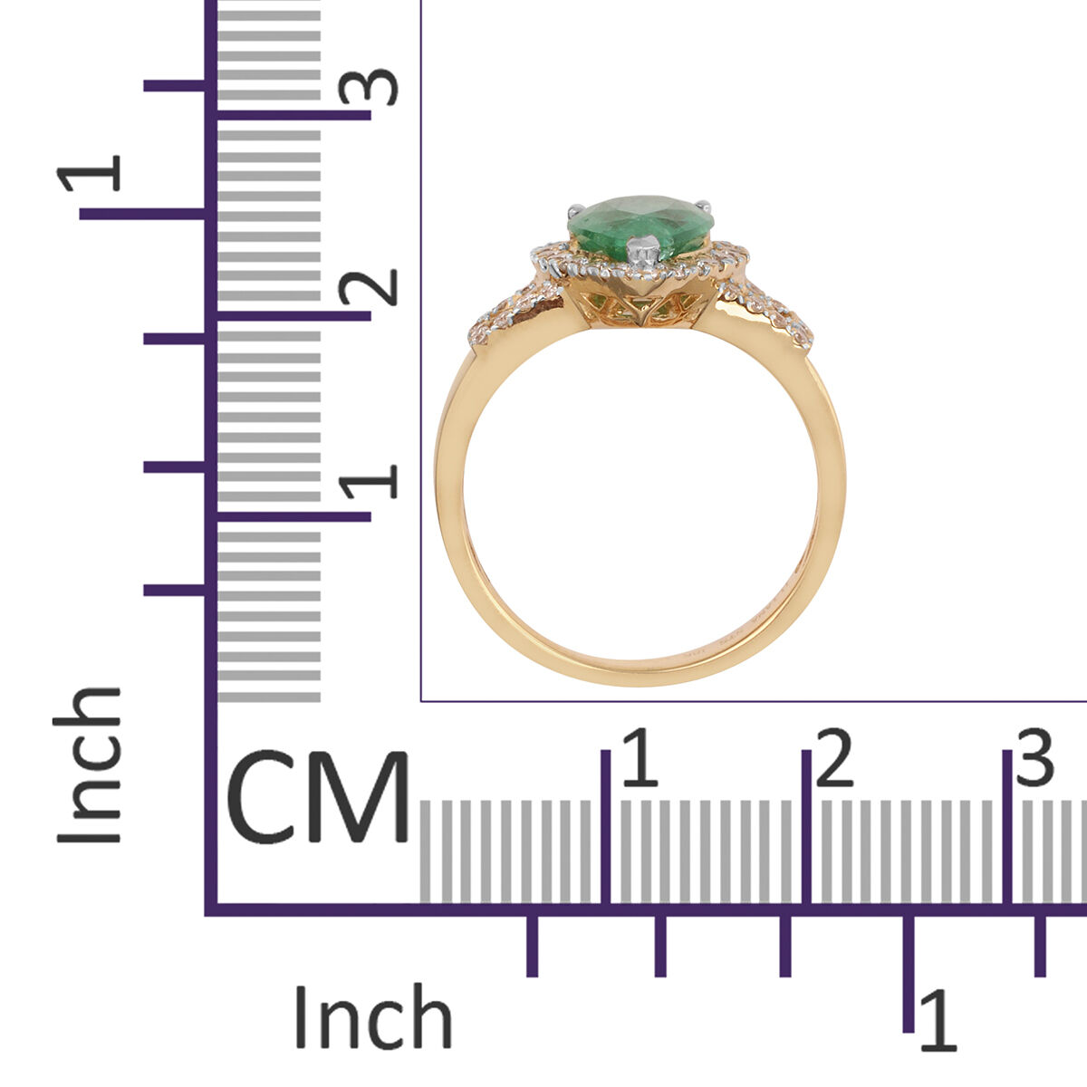 ILIANA 18K Yellow Gold AAA Boyaca Colombian Emerald (Pear) Diamond (SI-G-H) Ring  2.360 Ct.