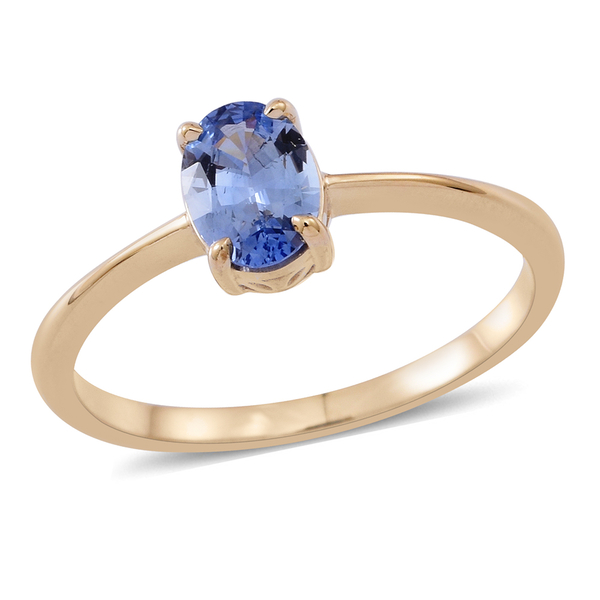 9K Y Gold AA Ceylon Sapphire (Ovl) Solitaire Ring 1.000 Ct.