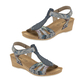 Lotus Vincenza Wedge Sandals (Size 7) - Navy