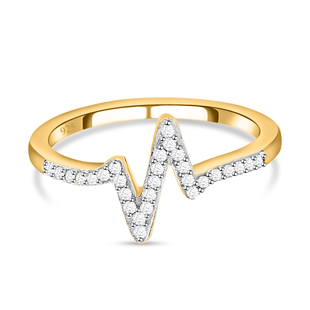 Diamond Heartbeat Ring in Vermeil Yellow Gold Overlay Sterling Silver