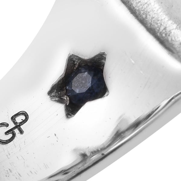 GP Tanzanite (Mrq), Boi Ploi Black Spinel and Kanchanaburi Blue Sapphire Ring in Platinum Overlay Sterling Silver 2.750 Ct.