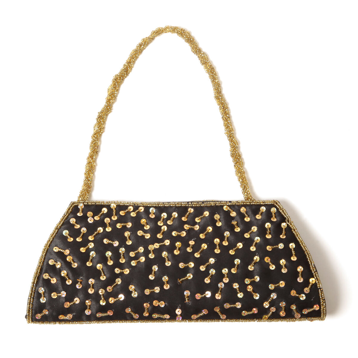 Black Colour Fancy Clutch Bag with Stone Work and Embroidery