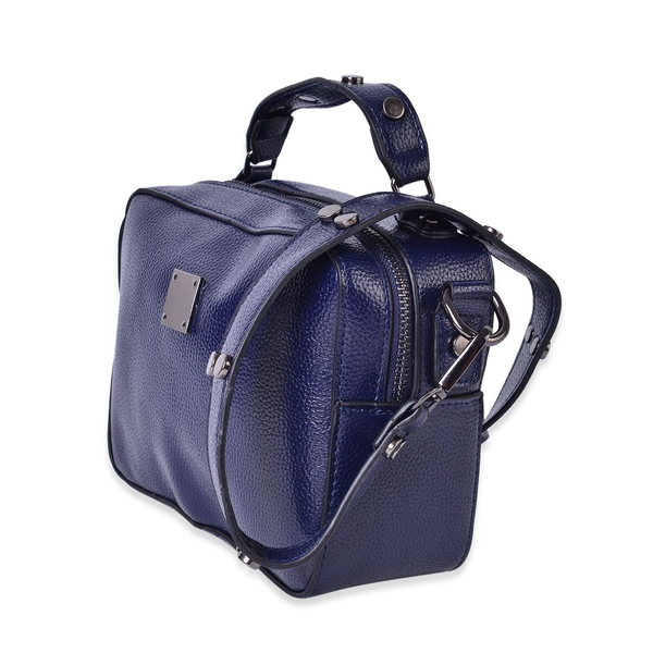 Navy Colour Crossbody Bag with External Zipper Pocket and Removable Shoulder Strap (Size 20X15X7.5 Cm)