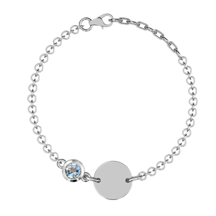 Aquamarine Bracelet (Size 5 with 1 inch Extender) in Platinum Overlay Sterling Silver 0.45 Ct.