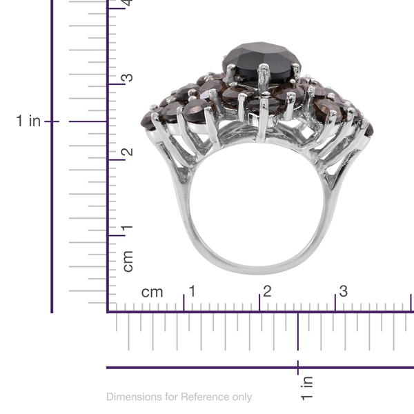 Brazilian Smoky Quartz (Mrq 5.60 Ct) Ring in Rhodium Plated Sterling Silver 20.000 Ct.