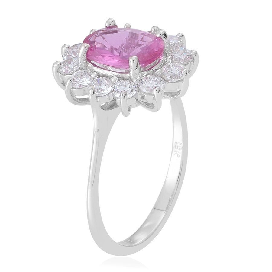 ILIANA 18K W Gold Very Rare AAAA Pink Sapphire (Ovl 2.00 Ct), Diamond Ring 3.000 Ct.