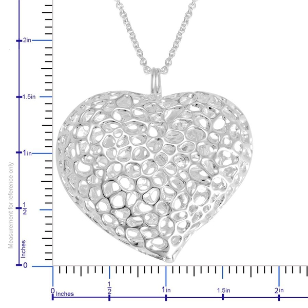 RACHEL GALLEY Sterling Silver Amore Heart Lattice Locket Necklace (Size 30), Silver wt 32.40 Gms.