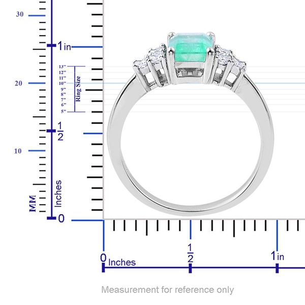 Boyaca Colombian Emerald (Oct), Diamond Ring in 14K W Gold 1.200 Ct.