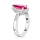 African Ruby (FF) and Diamond Ring in Platinum Overlay Sterling Silver 3.15 Ct.