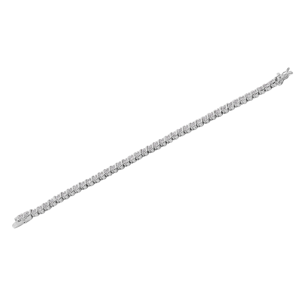 Close Out Deal AAA Simulated Diamond (Rnd) Bracelet (Size 7) in Silver Bond