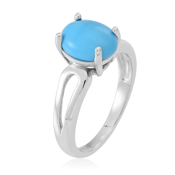 Arizona Sleeping Beauty Turquoise (Ovl) Solitaire Ring in Sterling Silver 2.000 Ct.