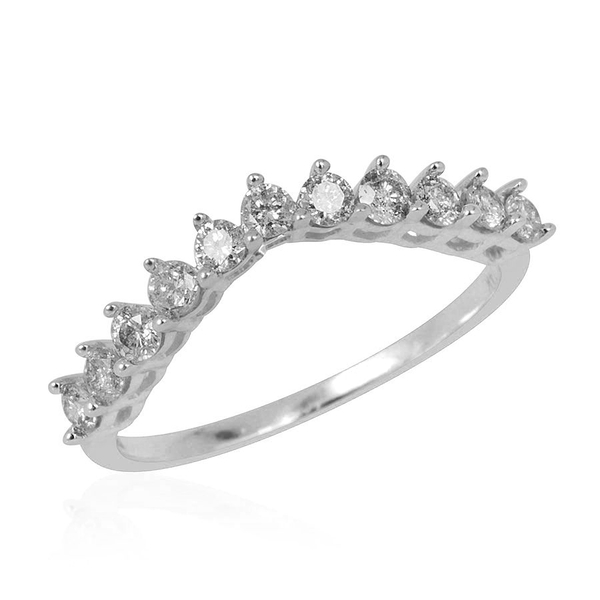 14K W Gold SGL Certified Diamond (Rnd) (I2/ G-H) Wishbone Engagement Ring 0.500 Ct.