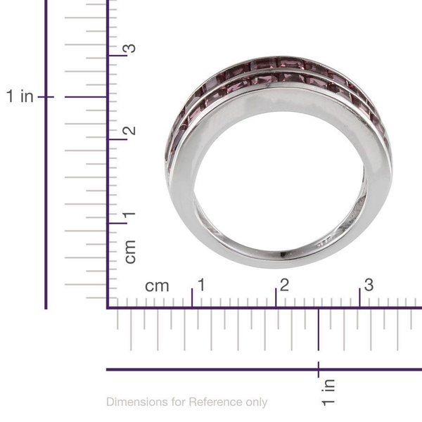 Orissa Rhodolite Garnet (Sqr) Half Eternity Band Ring in Platinum Overlay Sterling Silver 3.500 Ct.