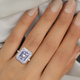 Natural Lavender Moon Quartz and Natural Cambodian Zircon Ring in Platinum Overlay Sterling Silver 7.86 Ct.