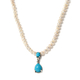 Arizona Sleeping Beauty Turquoise, Freshwater Pearl and Natural Cambodian Zircon Beads Necklace (Siz