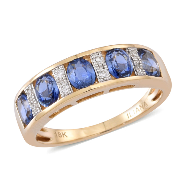 ILIANA 18K Y Gold AAA Ceylon Sapphire (Ovl), Diamond Ring 1.750 Ct.