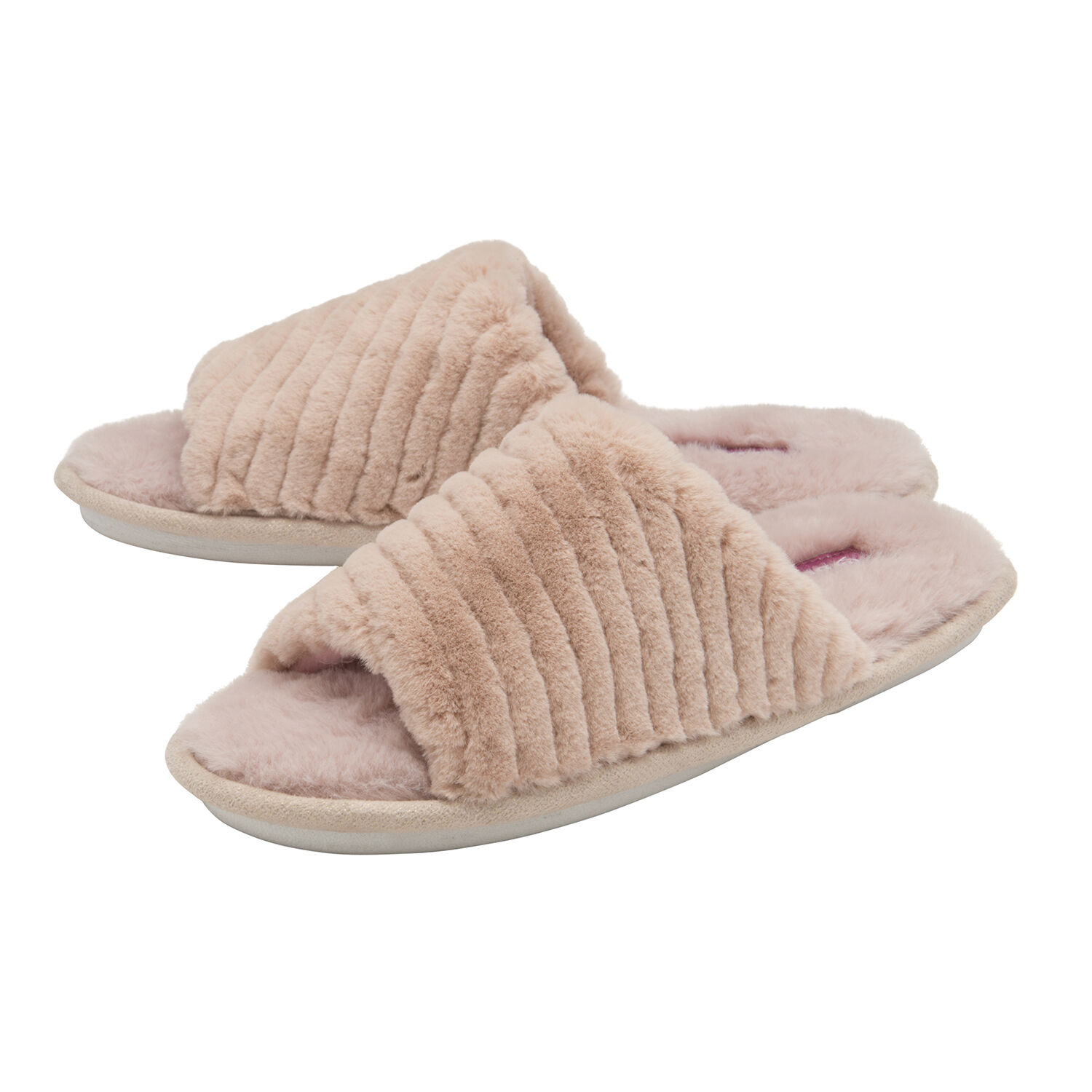 Dunlop Phoebe Ladies Memory Foam Faux Fur Lined Slip On Mule Slippers (Size- 4)